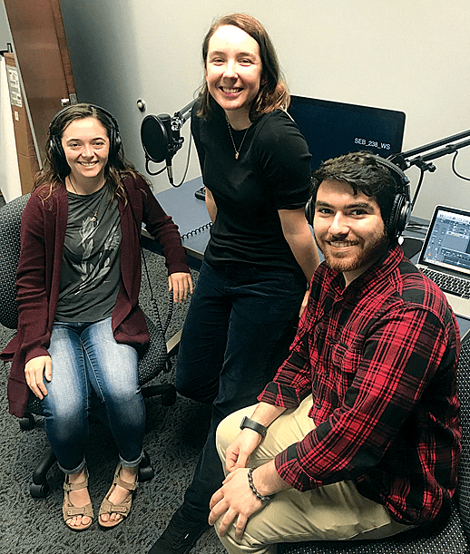 Mercer students work in the technical communication studio in spring 2018.