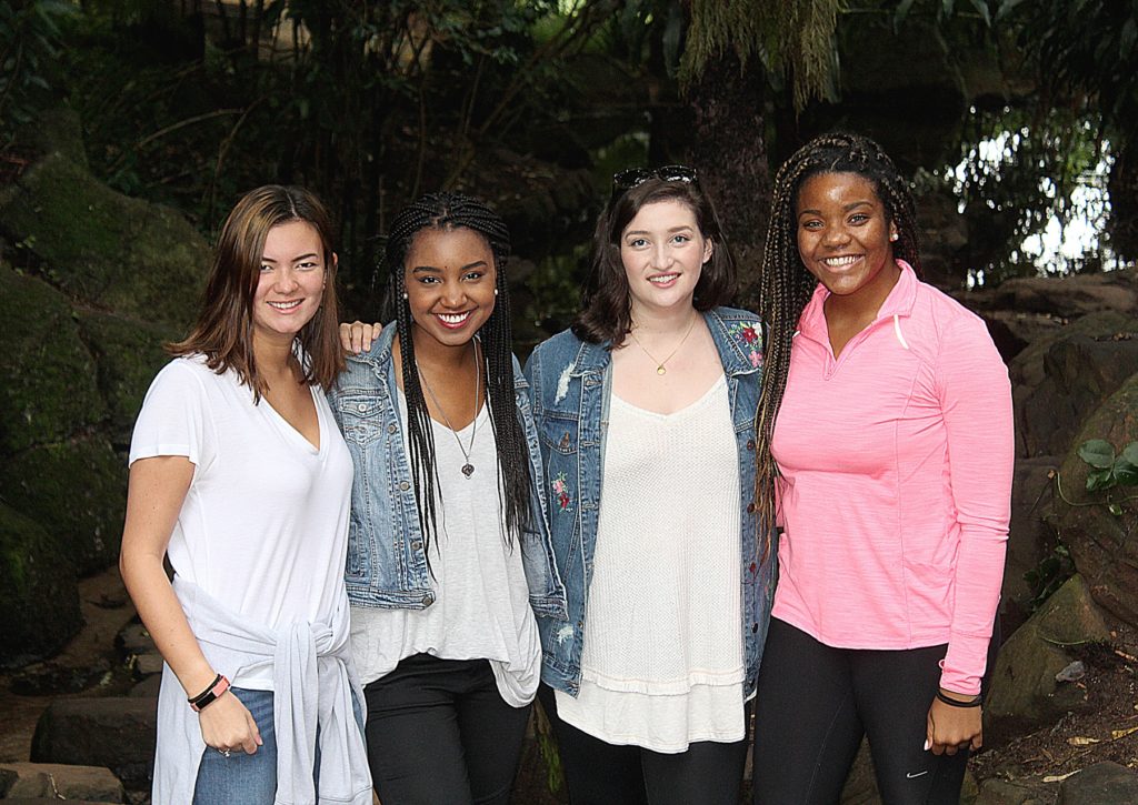 1. From left, Mercer students Skylar Christianson, Sophie Leveille, Julia Nazerian and Kaylen Long.