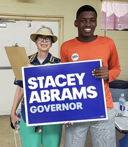 Stephen Galloway, a senior law and public policy major, volunteered with Stacey Abrams’ campaign for governor as part of his Campaigns and Elections class at Mercer.