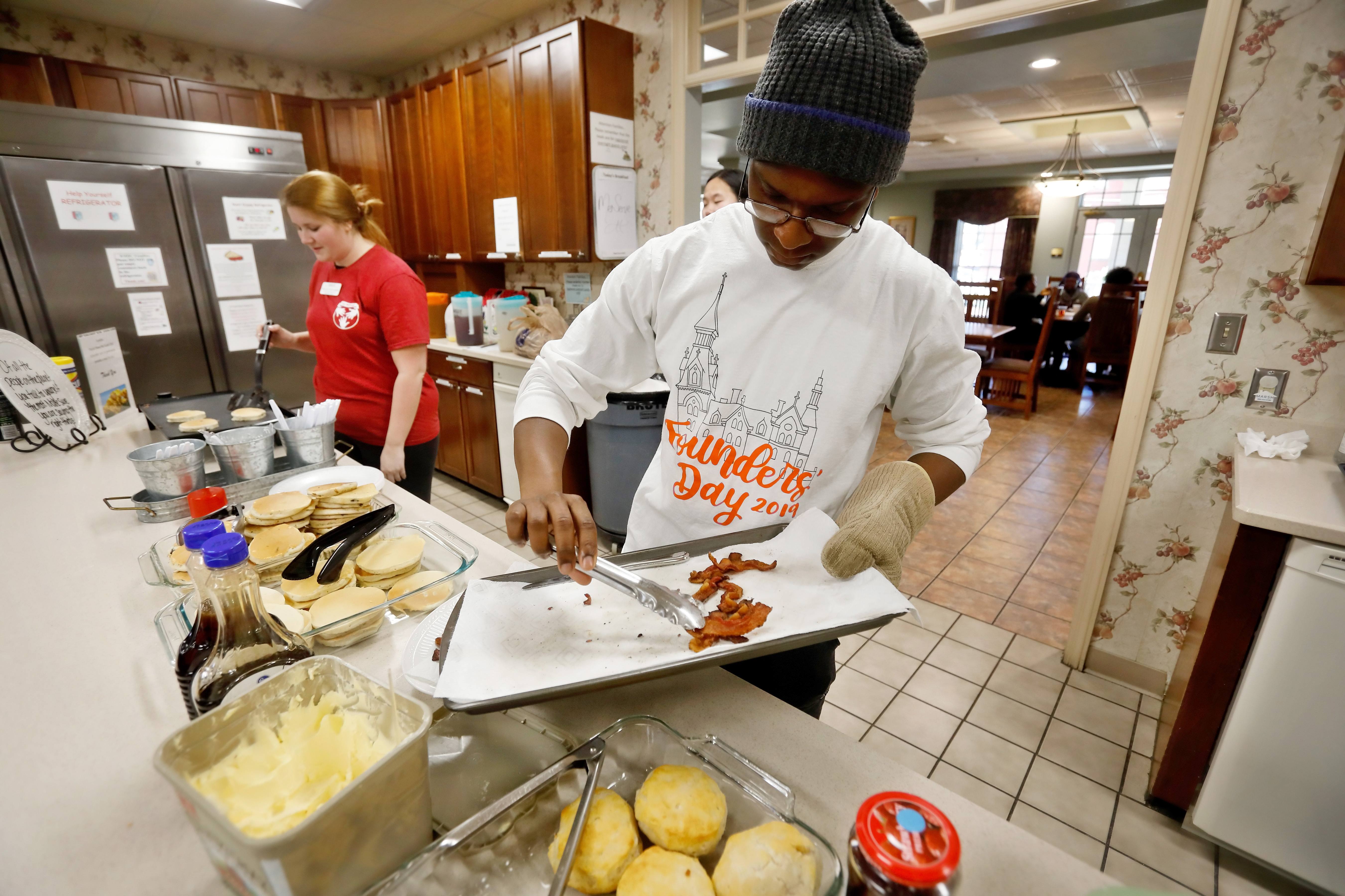 Mercer students prepared and served breakfast for families at the Ronald McDonald House on March 5, as part of MerServe's Spring Break for Service. 