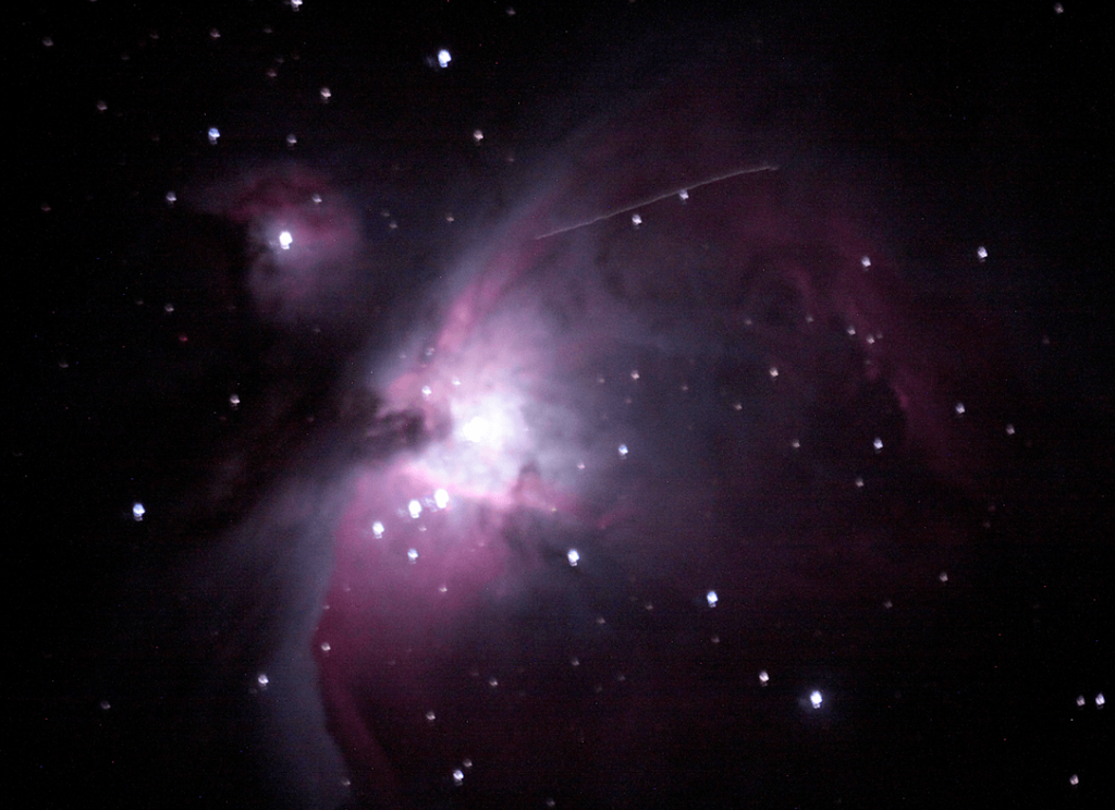Dr. Marone connected a DSLR camera to a telescope to take this long-exposure photo of the Orion Nebula during a lab class in January. 